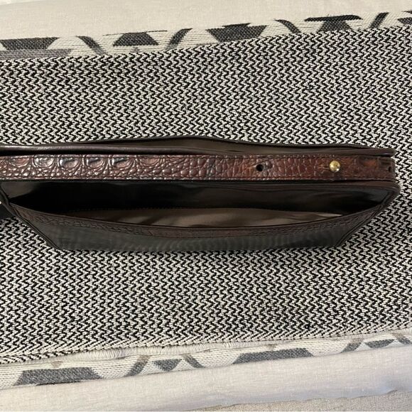 Brahmin Vintage Black Leather/Brown Croc Trim Shoulder/Crossbody Bag - Picture 9 of 11